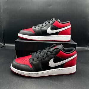 NEW Air Jordan 1 Low Bred Black Red White Size 5.5Y / 7W Women's Sneakers